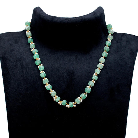 Strawberry Quartz Green Watermelon Smooth Natural Beads Necklace 20 Inches