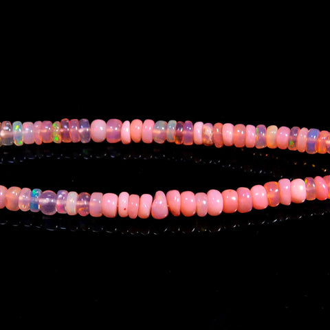 Ethiopian Opal Pink Tire Smooth Natural Beads 16 inches