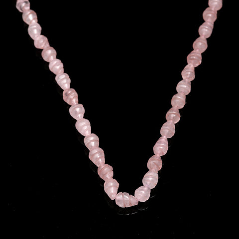 Rose Quartz Pink Leaf Carving Natural Beads 8 Inches Strands