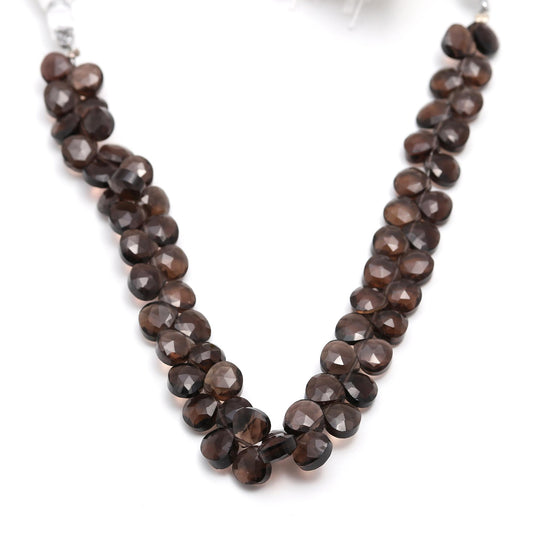 Smoky Quartz Brown Heart Faceted Natural Beads 8 Inches Strands