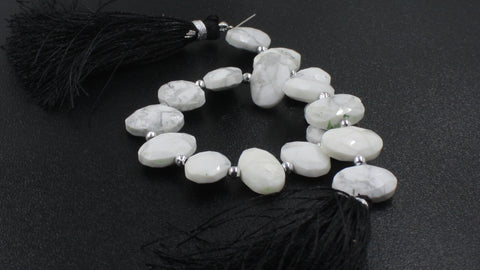 Howlite White Oval Faceted Natural Beads 8 Inches Strands