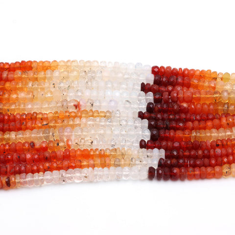 Mexican Fire Opal Shaded Orange Rondelle Faceted Natural Beads 16 Inches Strands