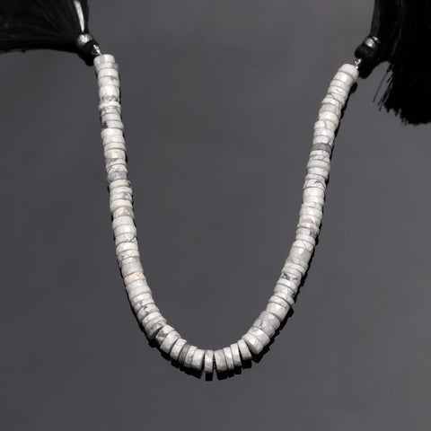 White Howlite Tire Faceted Natural Beads 8 Inches Strands