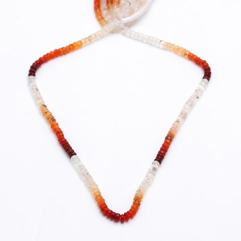 Mexican Fire Opal Shaded Orange Rondelle Faceted Natural Beads 16 Inches Strands