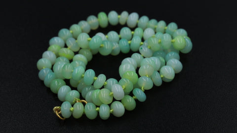 Opal Green Round Smooth Natural Beads Necklace 16 Inches Strands