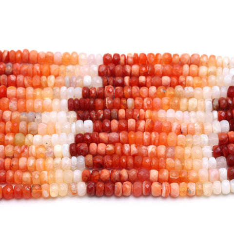 Mexican Fire Opal Orange Shaded Rondelle Faceted Natural Beads 16 Inches Strands