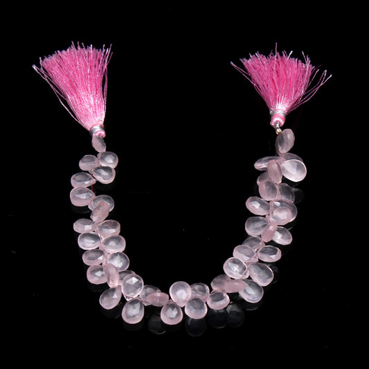 Rose Quartz Pink Pear Faceted Natural Beads 8 Inches Strands