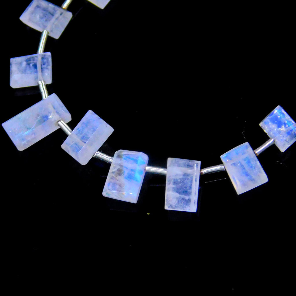 Rainbow Moonstone White Rectangle Smooth Natural Beads 8 Inches Strands