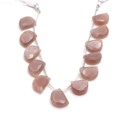 Moonstone Peach D Shape Faceted Natural Beads 8 Inches Strands