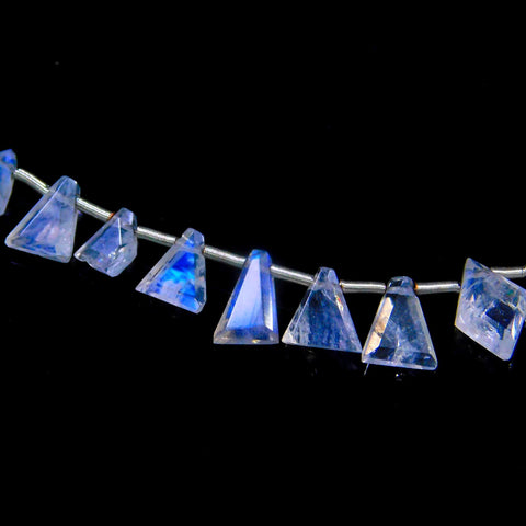 Rainbow Moonstone White Triangle Faceted Natural Beads 8 Inches Strands