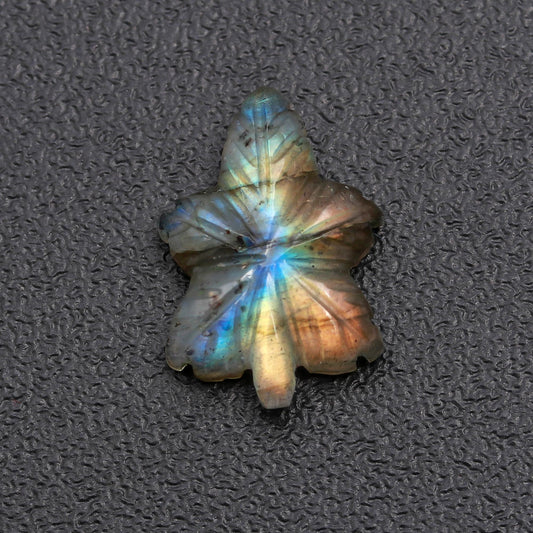 Labradorite Grey Leaf Carving Natural 10 MM Stone