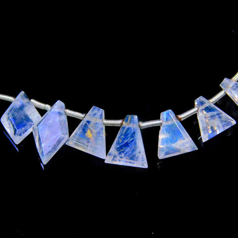 Rainbow Moonstone White Triangle Faceted Natural Beads 8 Inches Strands