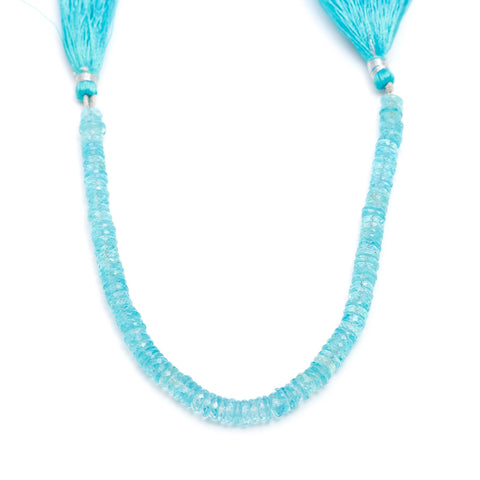 Sky Blue Topaz Tire Faceted Natural Beads 8 Inches Strands