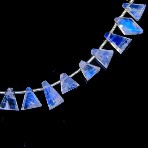 Rainbow Moonstone White Triangle Faceted Natural Beads 8 Inches Strands