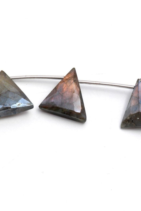 Mystic Coated Labradorite Grey Triangle Faceted Natural Beads