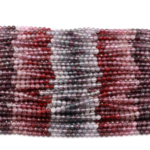 Multi Spinel Shaded Multicolor Round Faceted Natural Beads 12.5 inches strands