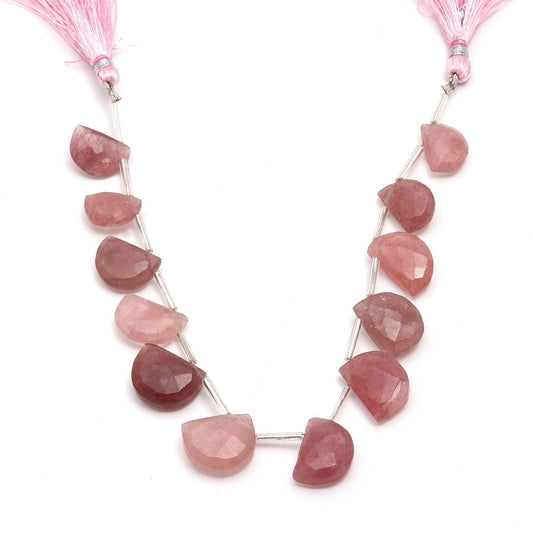 Strawberry Quartz Pink D Shape Faceted Natural Beads 8 inches strands