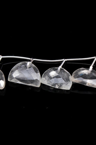 Crystal Quartz Clear D Shape Faceted Natural Beads