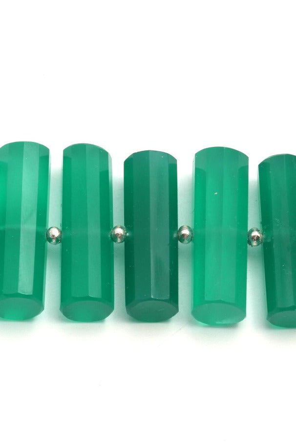 Green Onyx Tube Faceted Natural Beads