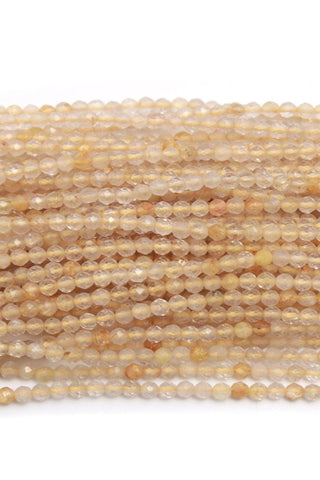 Golden Rutilated Quartz Round Faceted Natural Beads