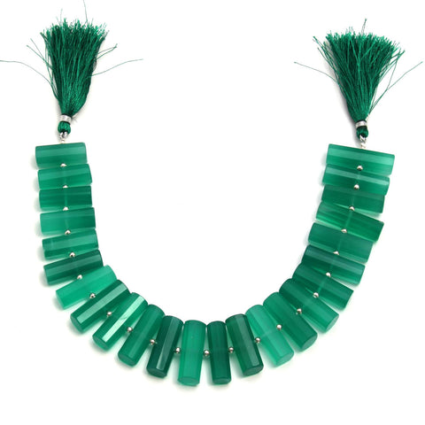 Green Onyx Tube Faceted Natural Beads