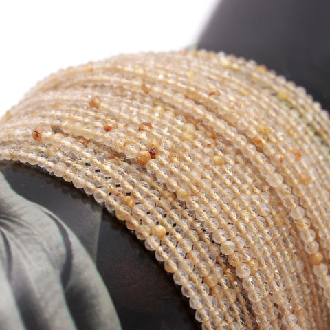 Golden Rutilated Quartz Round Faceted Natural Beads