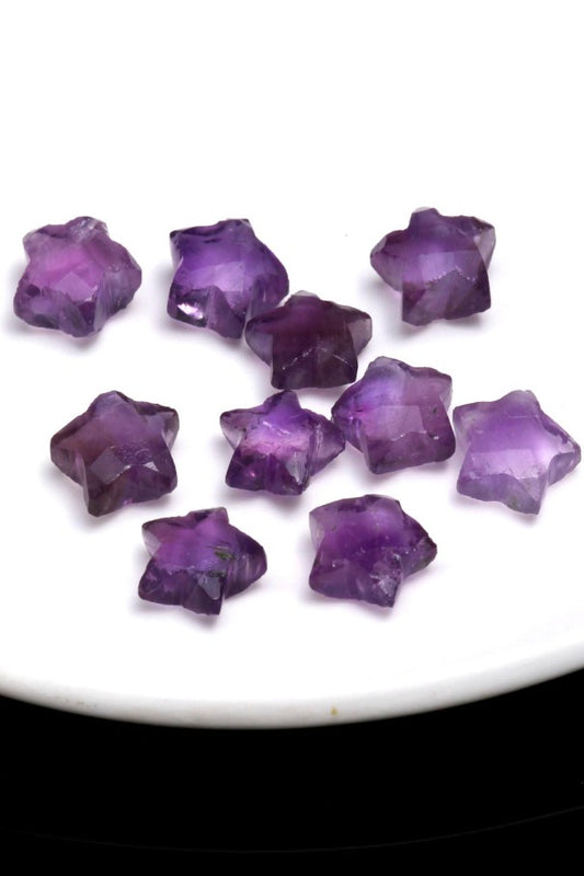 Amethyst Purple Star Faceted Natural Beads