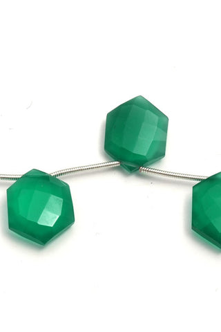 Green Onyx Hexagon Faceted Natural Beads