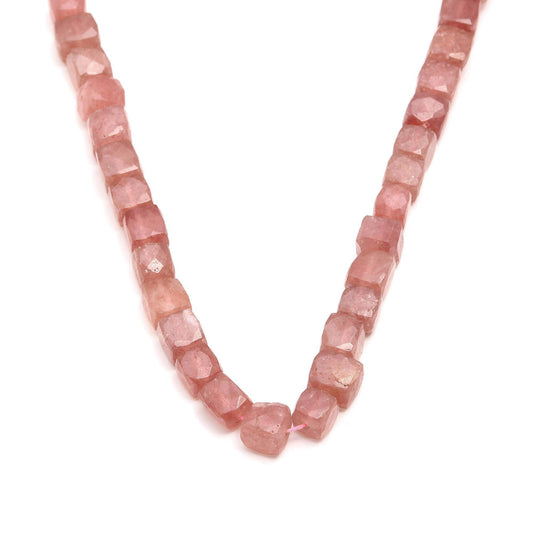 Strawberry Quartz Pink Square Faceted Natural Beads 8 Inches Strands