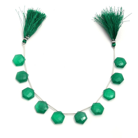 Green Onyx Hexagon Faceted Natural Beads