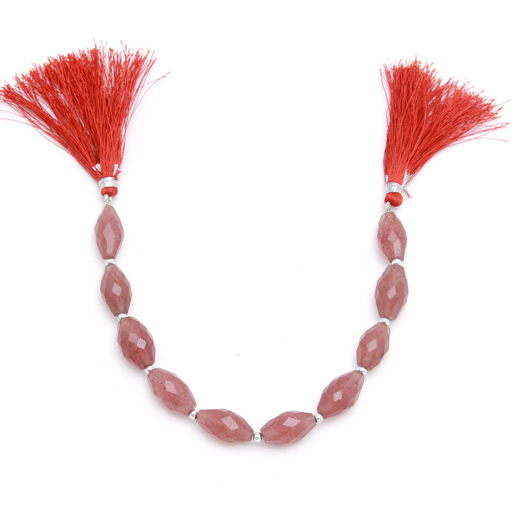 Strawberry Quartz Pink Barrel Faceted Natural Beads 8 inches Strands