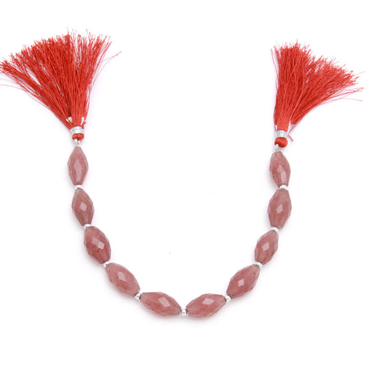 Strawberry Quartz Pink Barrel Faceted Natural Beads 8 inches Strands