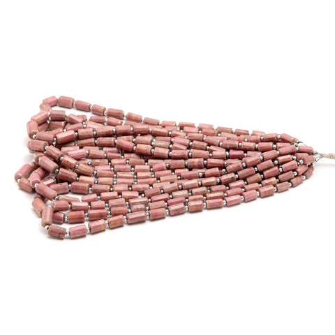 Thulite Pink Tube Faceted Natural Beads 16 Inches Strands