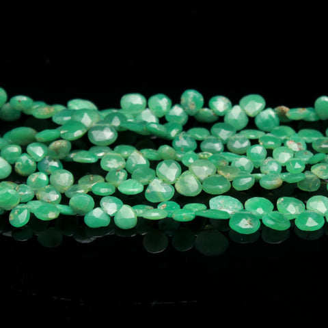 Chrysoprase Green Pear Faceted Natural Beads 8 Inches Strands