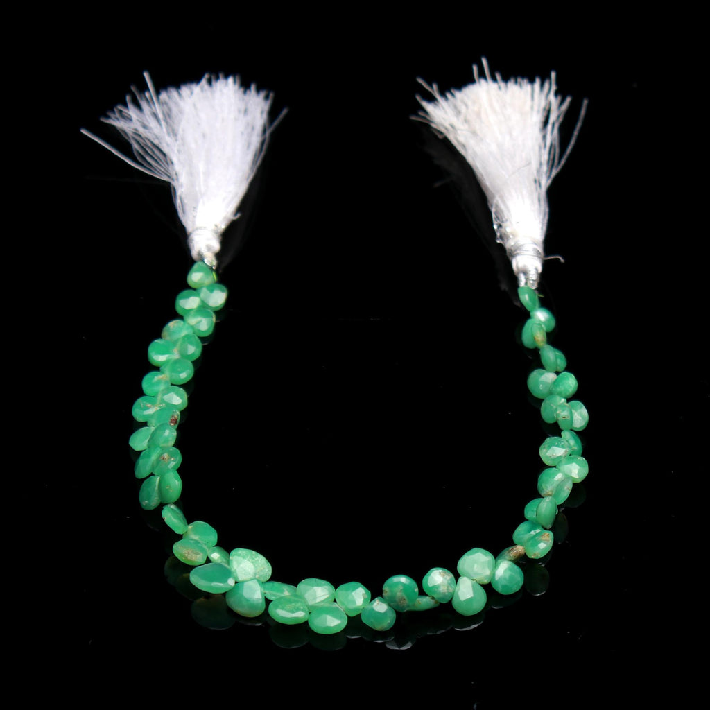 Chrysoprase Green Pear Faceted Natural Beads 8 Inches Strands