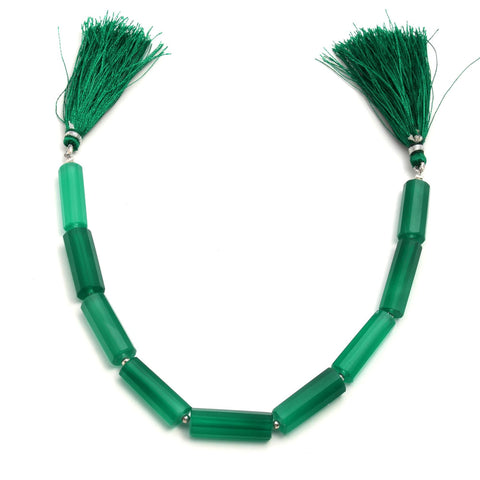 Green Onyx Tube Faceted Natural Beads