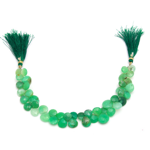 Chrysoprase Green Heart Faceted Natural Beads 8 Inches Strands