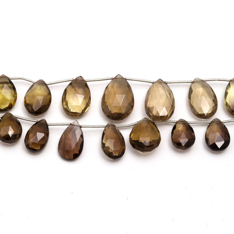 Smoky Quartz Brown Pear Faceted Natural Beads 8 inches Strands