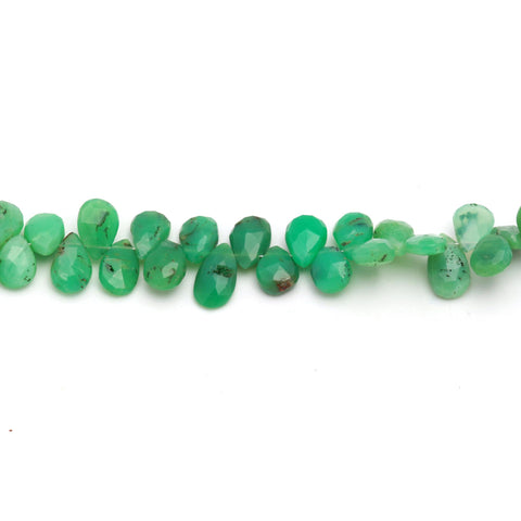 Chrysoprase Green Pear Faceted Natural Beads 8 inches