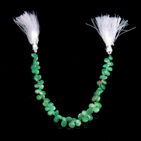 Chrysoprase Green Pear Faceted Natural Beads 8 Inches Strands