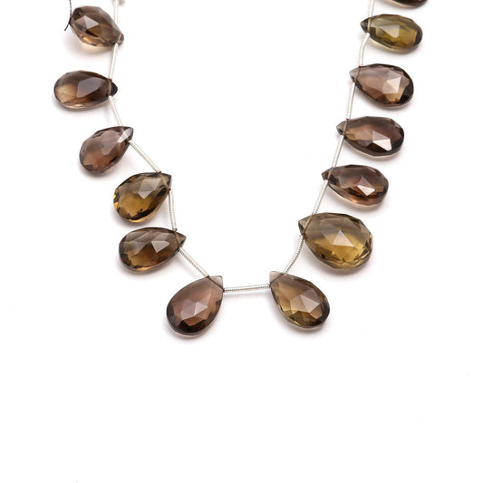 Smoky Quartz Brown Pear Faceted Natural Beads 8 inches Strands