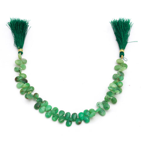 Chrysoprase Green Pear Faceted Natural Beads 8 inches