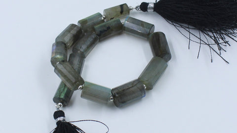 Labradorite Grey Tube Faceted Natural Beads 8 Inches Strands