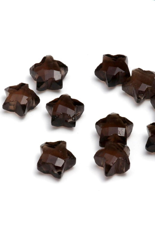 Smoky Quartz Brown Star Faceted Natural Beads