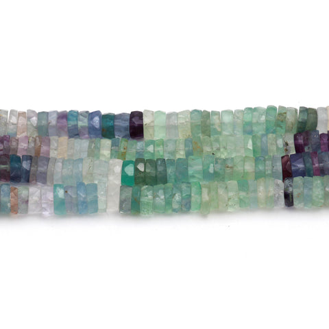 Fluorite Green Tire Faceted Natural Beads 8 Inches