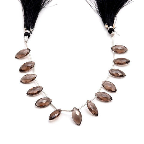 Smoky Quartz Brown Marquise Faceted Natural Beads 8 Inches