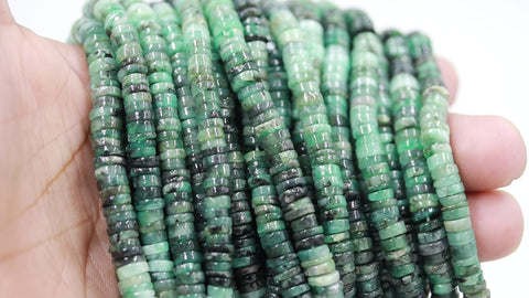 Emerald Shaded Green Tire Smooth Natural Beads 16 Inches Strands