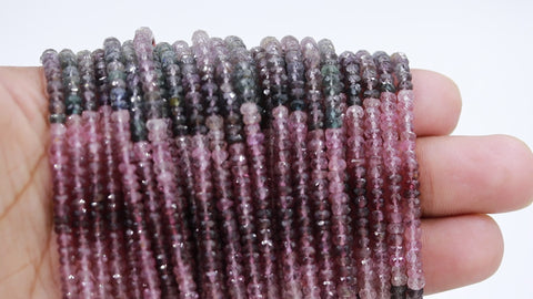 Multi Spinel Multicolor Rondelle Faceted Natural Beads 12.5 Inches Strands