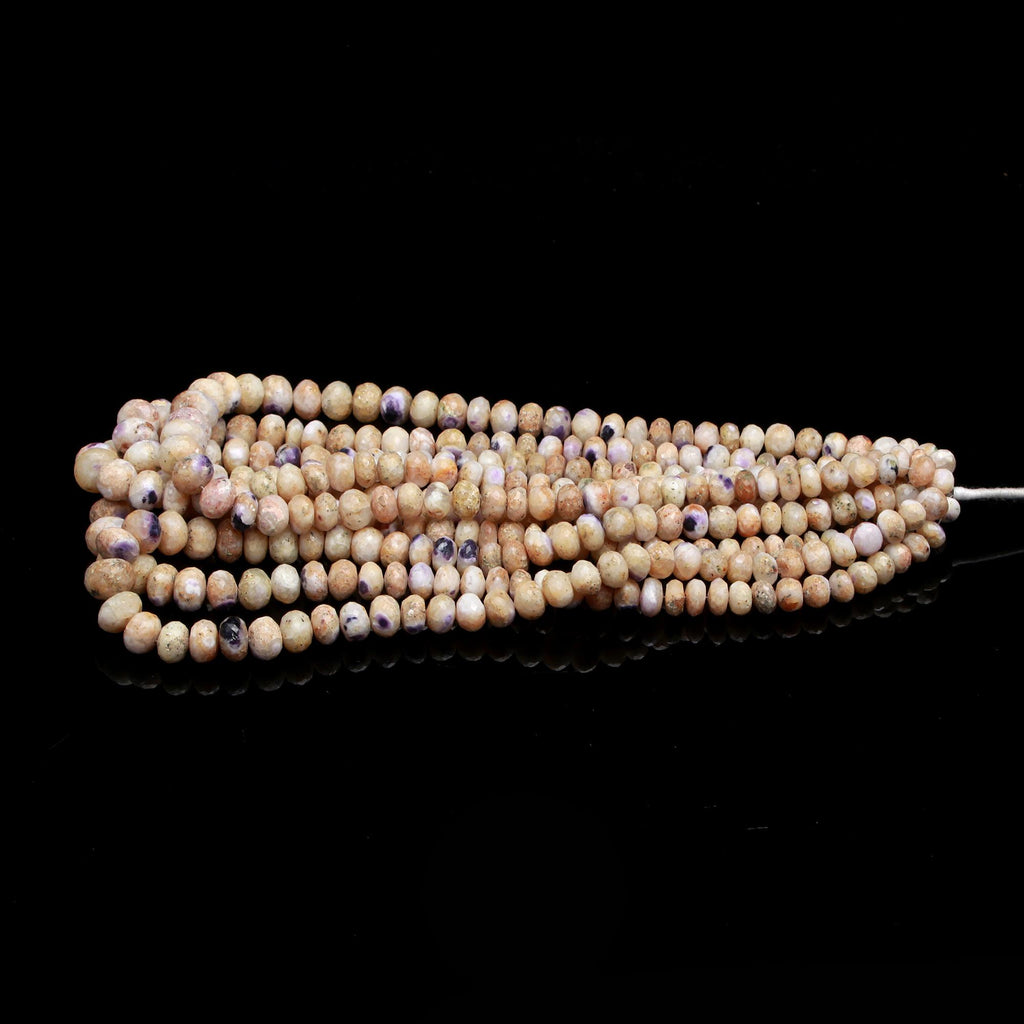 Tiffany Opal White Purple Rondell Faceted Natural Beads 8 inches Strands