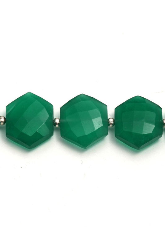 Green Onyx Hexagon Faceted Natural Beads